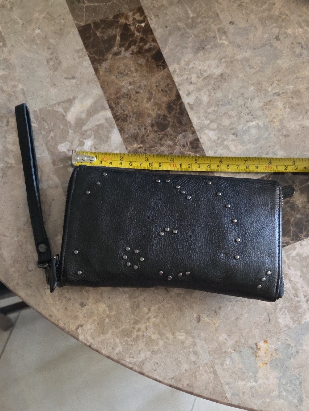 Vilencia Studded Black Zip Leather Wristlet Wallet BNWT Travel
